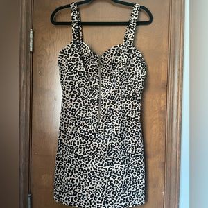 WildFable Corduroy Zip Up Cheetah Print Dress